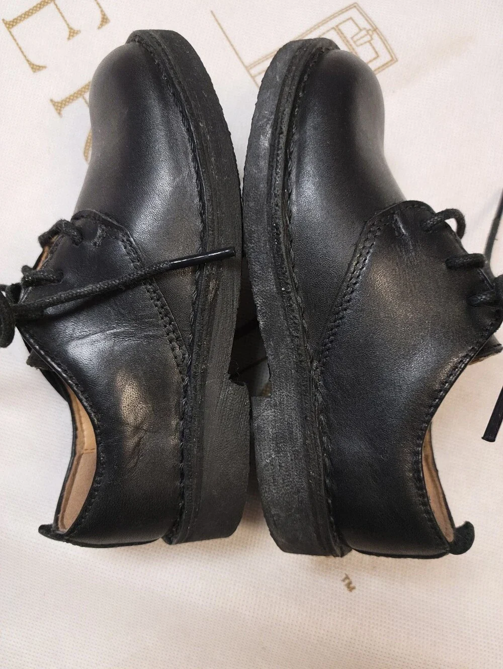 NwoT Clarks Boys Black Leather Lace up School Shoes 9W